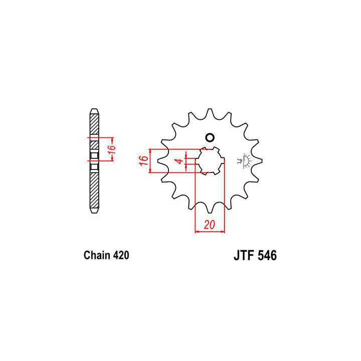 Pignon JT acier type 546 pas 420 13 dents KAWAZAKI KX 65 00-18