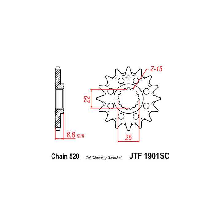 Pignon JT acier anti-boue type 1901 pas 520 14 dents KTM SXF-350 11-18