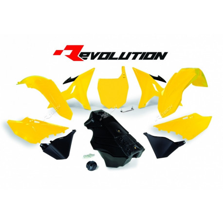 Kit plastique RACETECH Revolution reservoir jaune noir - Yamaha YZ125 YZ250 02 18