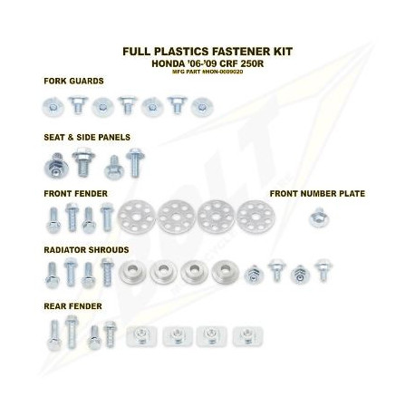 Kit vis complet de plastiques Bolt Honda CRF250 06-09