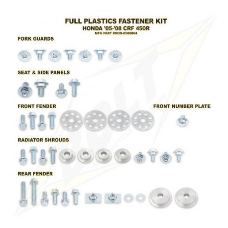 Kit vis complet de plastiques Bolt Honda CRF450 05-08