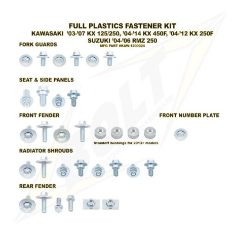 Kit vis complet de plastiques Bolt Kawasaki KX-F250 04-12