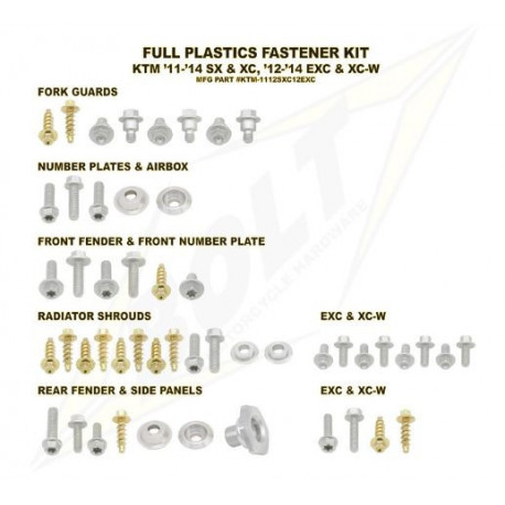 Kit vis complet de plastiques Bolt KTM SX250 16