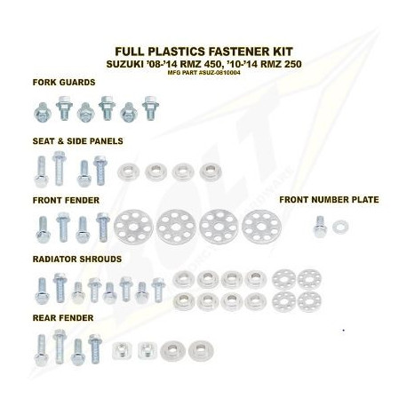 Kit vis complet de plastiques Bolt Suzuki RM-Z450 08-17