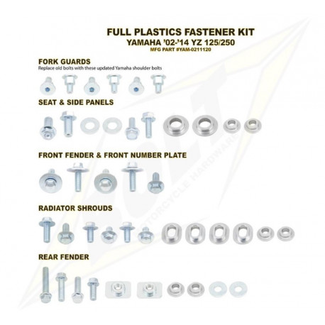 Kit vis complet de plastiques Bolt Yamaha YZ125-250 02-18