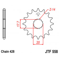 PIGNON ACIER YAMAHA YZ 85 02-19