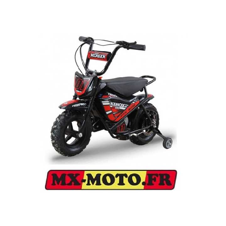 MOTO ENFANT PIT DIRT BIKE KEROX ELECTRIQUE 250W E-FAT ROUGE