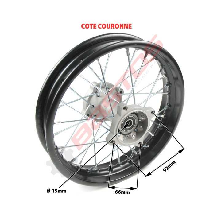 ROUE ARRIERE DIAMÈTRE 12' AXE DE 15 MM BASTOS 125 140 150