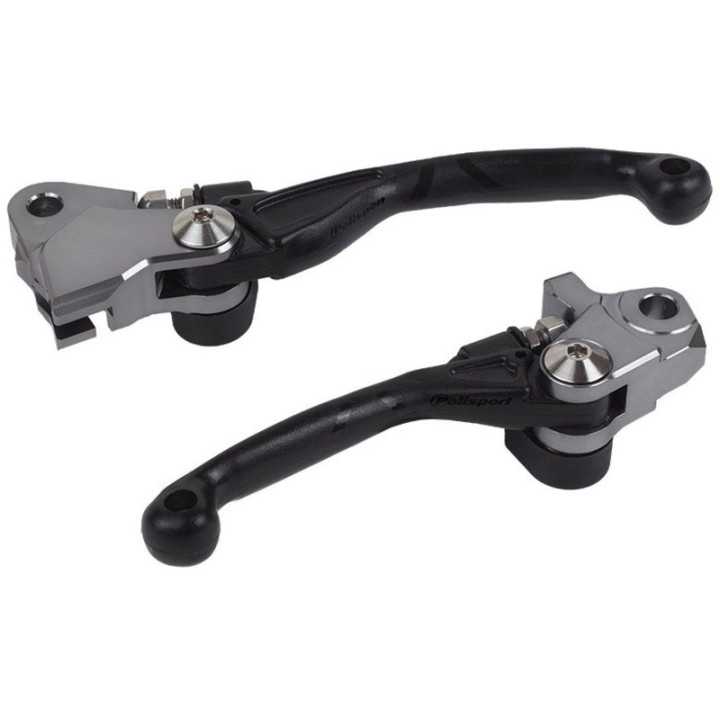 JEU DE LEVIER FREIN EMBRAYAGE POLISPORT PIVOR Incassable noir Kawasaki KX 450 2019-22