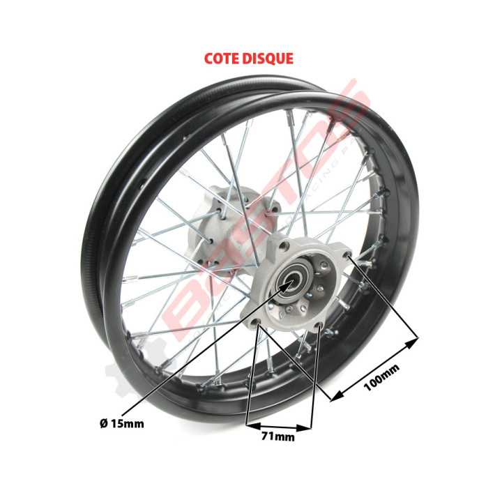 ROUE ARRIERE COMPLÈTE DIAMÈTRE 14' AXE 15 MM BASTOS