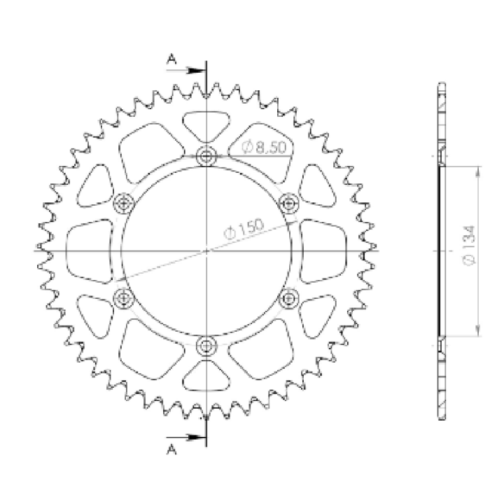 COURONNE SUPERSPROX 51 dents alu Kawasaki KX-125 2003-08