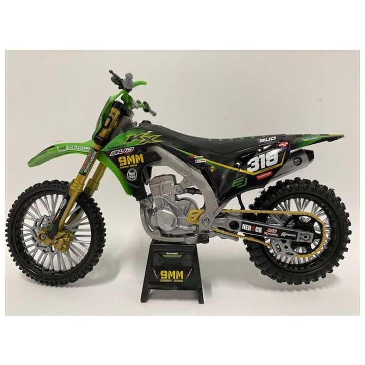 MAQUETTE MOTO CROSS KAWASAKI KX-F 250 TEAM BUD RACING 9MM 1/12° NEWRAY