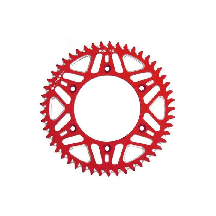 COURONNE S-TEEL ALUMINIUM ROUGE TYPE 808 SUZUKI RM 125 51 DENTS