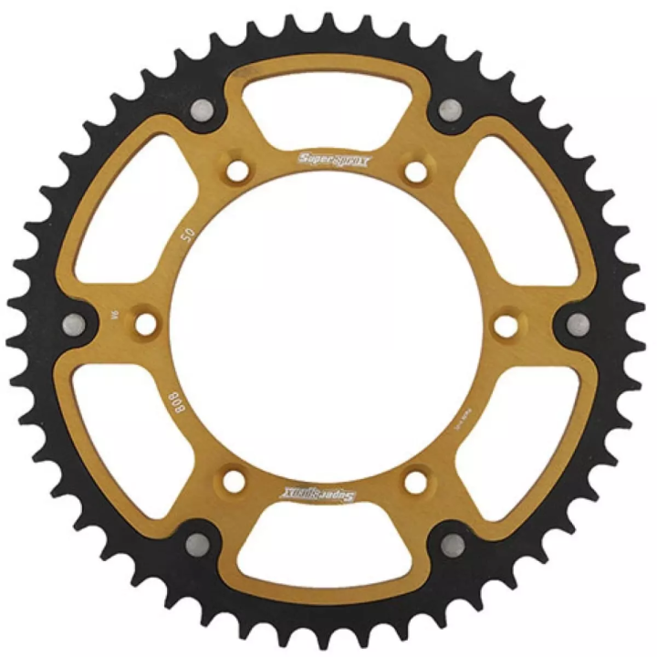 COURONNE BI-MÉTAL SUPERSPROX OR TYPE 808 SUZUKI RM 125-250 RMZ 250-450 49 DENTS