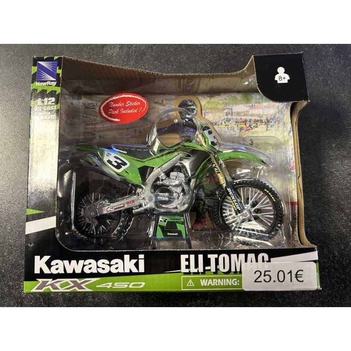 MAQUETTE MOTO CROSS KAWASAKI KX-F 450 ELI TOMAC 1/12° NEWRAY