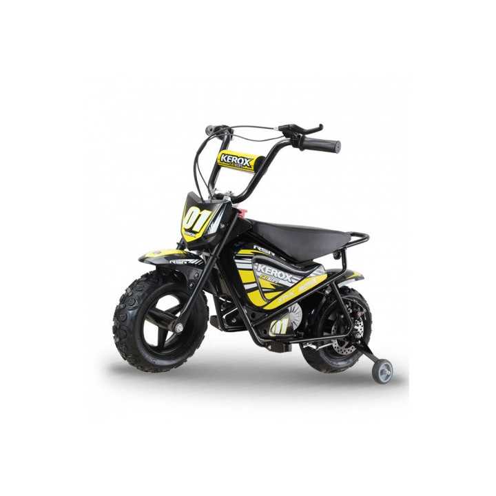 MOTO ELECTRIQUE ENFANT PIT DIRT BIKE KEROX 250W E-FAT KIDS JAUNE