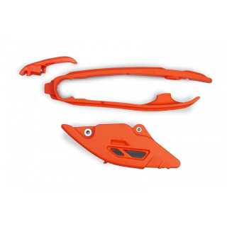 Kit guide chaîne + patin de bras oscillant UFO ORANGE KTM SX 125 250 2020-2025