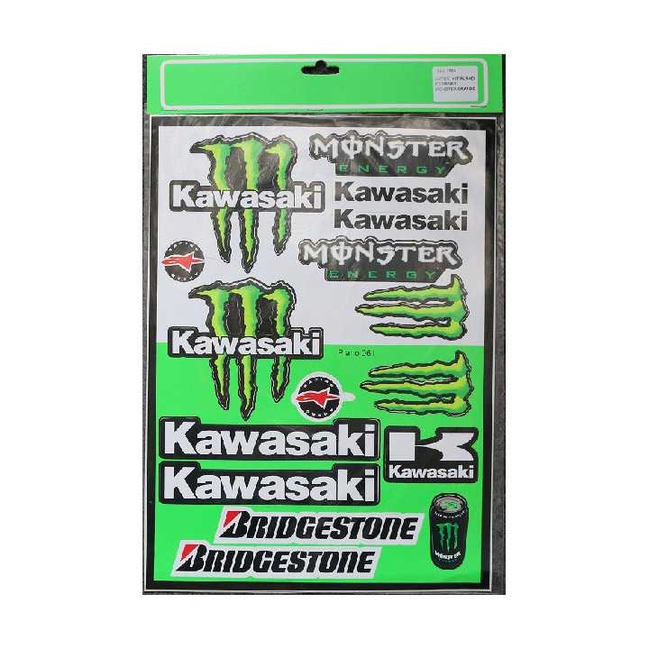 PLANCHE 40 cm X29 cm STICKERS AUTOCOLLANT KIT PLANO KAWASAKI MONSTER