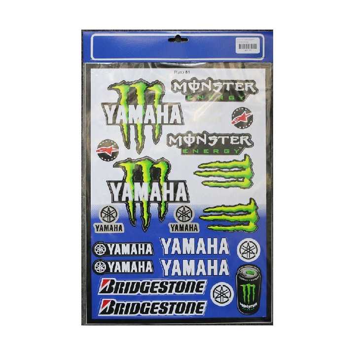 PLANCHE 40 cm X 29 cm STICKERS AUTOCOLLANT KIT PLANO YAMAHA MONSTER