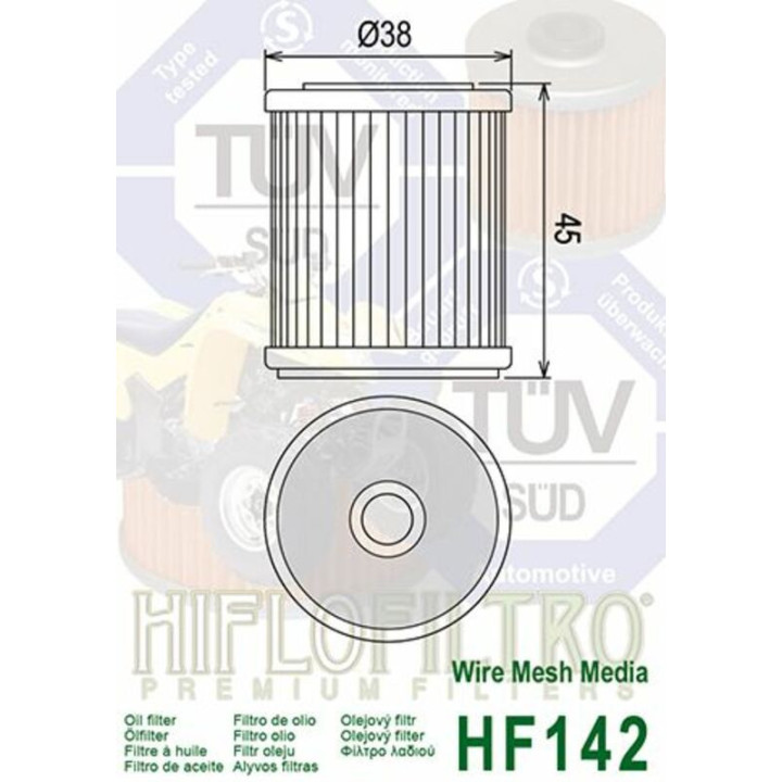 FILTRE A HUILE YZF 250 01/02 HF142 HIFLOFILTRO