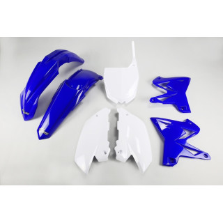 KIT PLASTIQUES CARENAGE UFO REPLICA 4T RESTYLÉ COULEUR ORIGINE BLEU - BLANC YAMAHA YZ 125 - 250 02-14