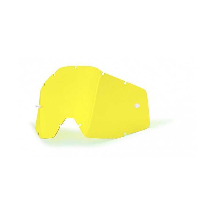 ECRAN REMPLACEMENT POUR MASQUE LUNETTE 100% RACECRAFT, ACCURI, ET STRATA JAUNE
