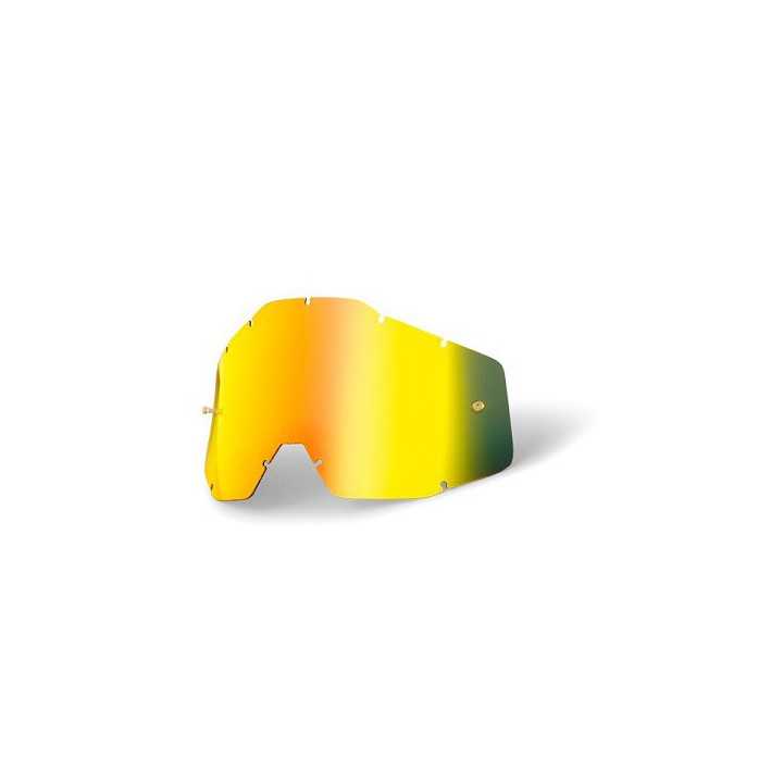ECRAN REMPLACEMENT POUR MASQUE LUNETTE 100% RACECRAFT, ACCURI ET STRATA 1 ECRAN MIROIR OR ET 1 ECRAN FUME