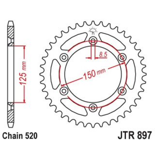Couronne JT SPROCKETS 48 dents acier pas 520 type 897 KTM SXF-250 2006-12