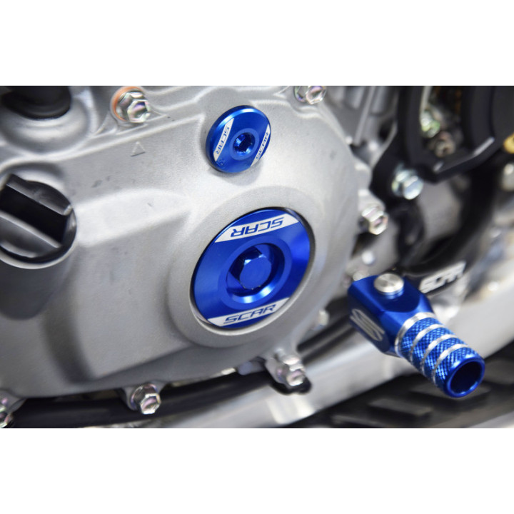 Bouchon carter moteur latéraux SCAR bleu Yamaha 250 et 450 YZF