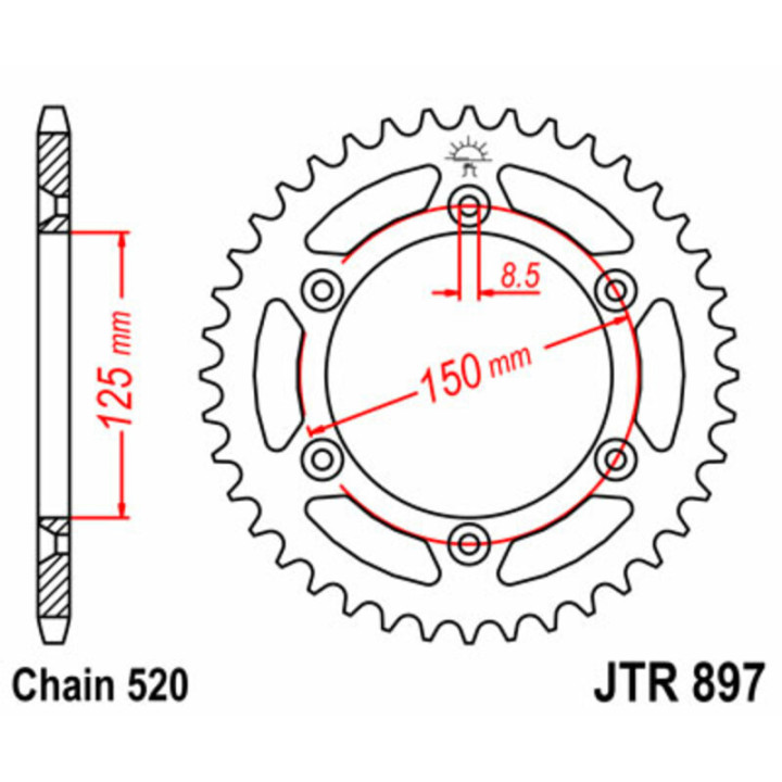 COURONNE JT SPROCKETS ALU STANDARD KTM - 520 - 51 DENTS