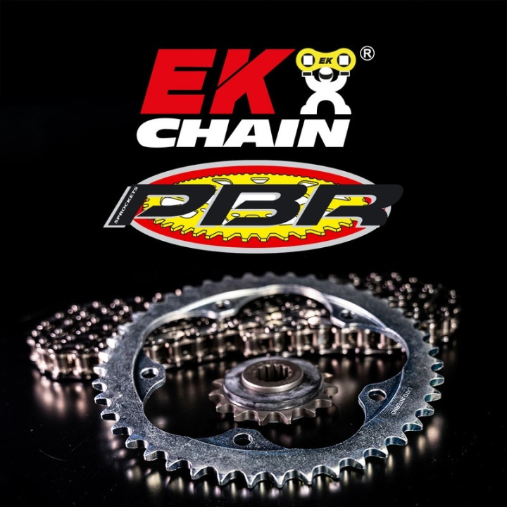 Kit chaine 520 EK/PBR MRD7 13/48 Kawasaki KXF 250 2004-05