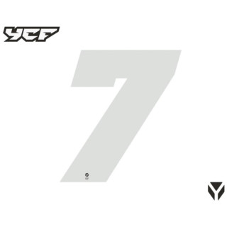Numéro course 7 blanc YCF - Lot de 3 stickers