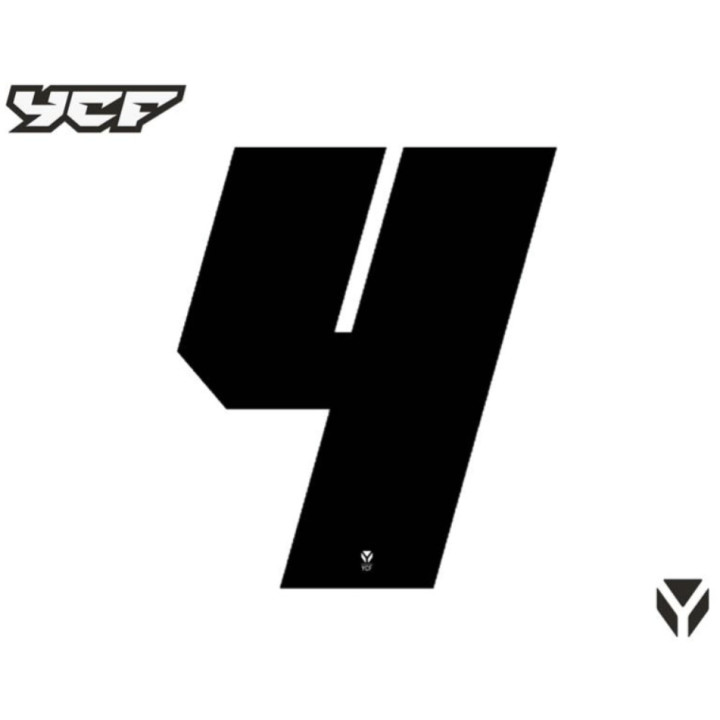 Numéro course 4 noir YCF - Stickers Moto Cross