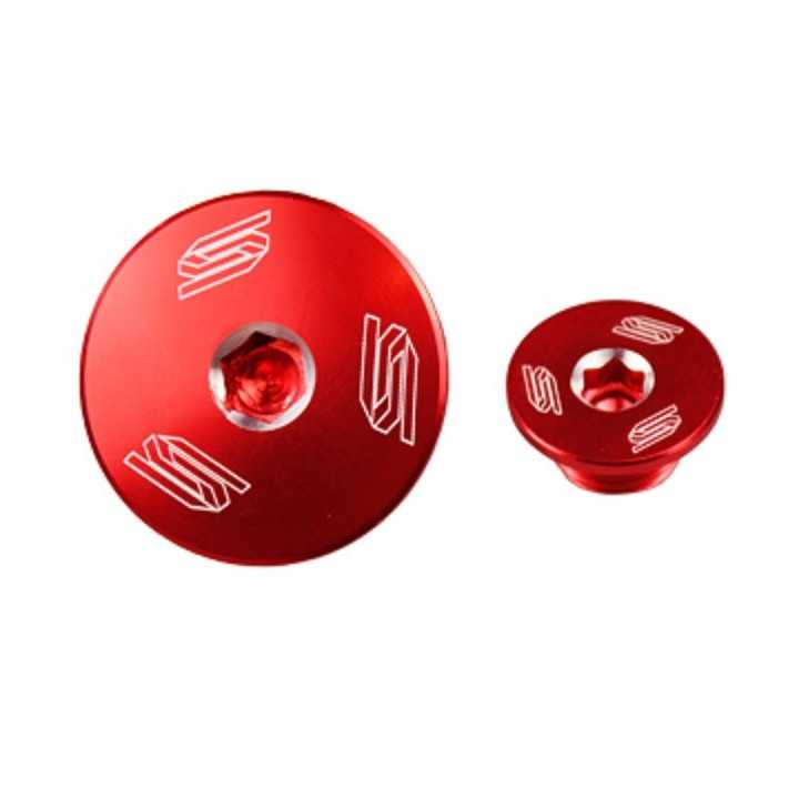 Bouchons carter moteur latéraux SCAR rouge Suzuki 250 RMZ 2007-13